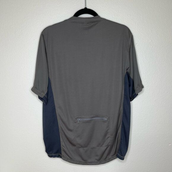 LL Bean Comfort Bicycling Biking Jersey Olive Gray Zipper Pocket Men Medium - Picture 6 of 12
